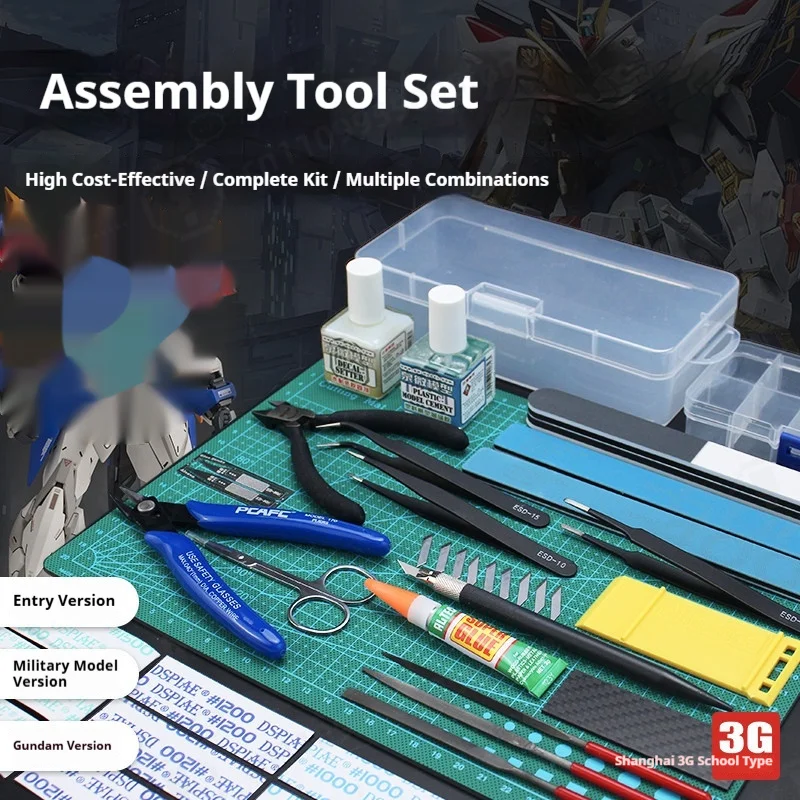 Model Building Tool Kit Sharp Hobby Nipper Utility Knife Tweezers Polishing Tools for Assembly Beginner