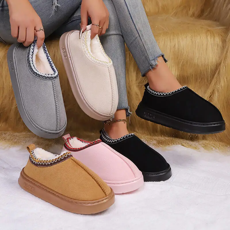 Plarform Ankle Boots Female Winter Casual Plush Women's Shoes Luxury Designer Slippers Girls Indoor Outdoor Fashion Booties Soft