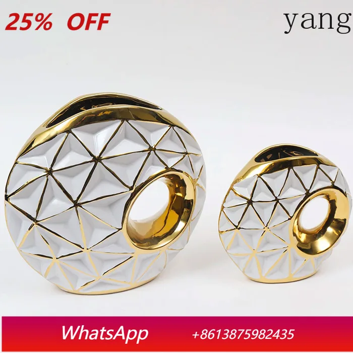 

CX light luxury electroplated gold silver decorative modern ornament ceramic vase