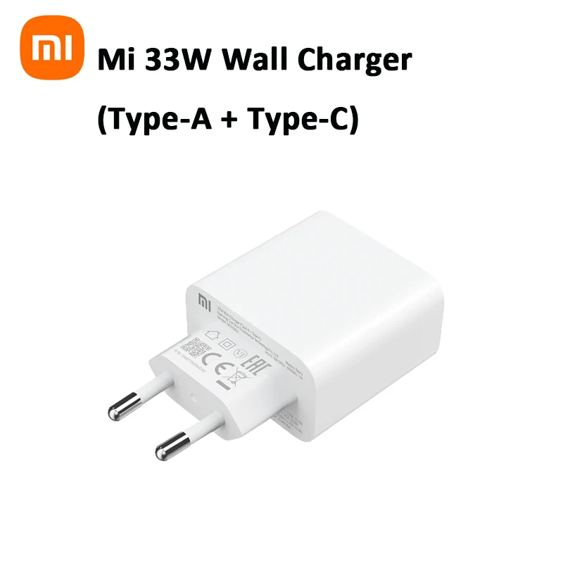 

Original Xiaomi 33W Wall Charger Type-A + Type-C Fast Charger for Xiaomi Phone Mi EU Wall Charging Adapter