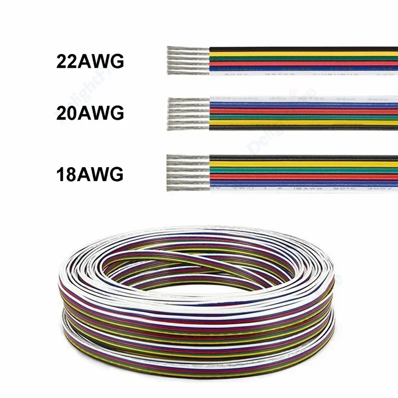 2pin LED Wire 3/4/5/6 Pin RGB Cable 22/20/18 AWG Extension Connector Electrical Wires For 5050 WS2812B RGBW RGBWW Strip Lights