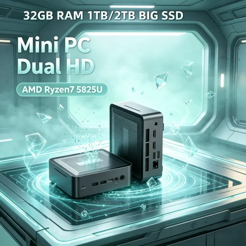 Portable Sleek Blithe U58 Mini PC R7 5825U M.2 SSD Plus HDD WiFi6 BT5.2 Dual DDR4 Corporate Light Gaming Desktop