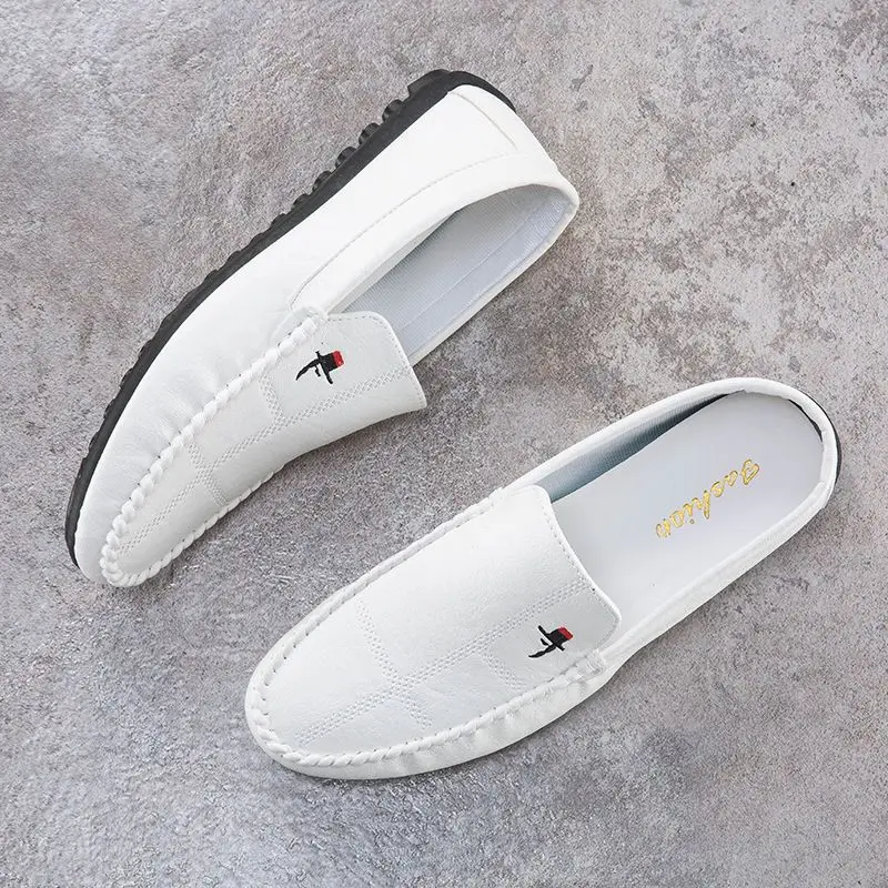 

Men's Soft Leather Loafers Slip on Driving Shoes Korean Style Casual Sneakers Spring Summer Lightweight Moccasins