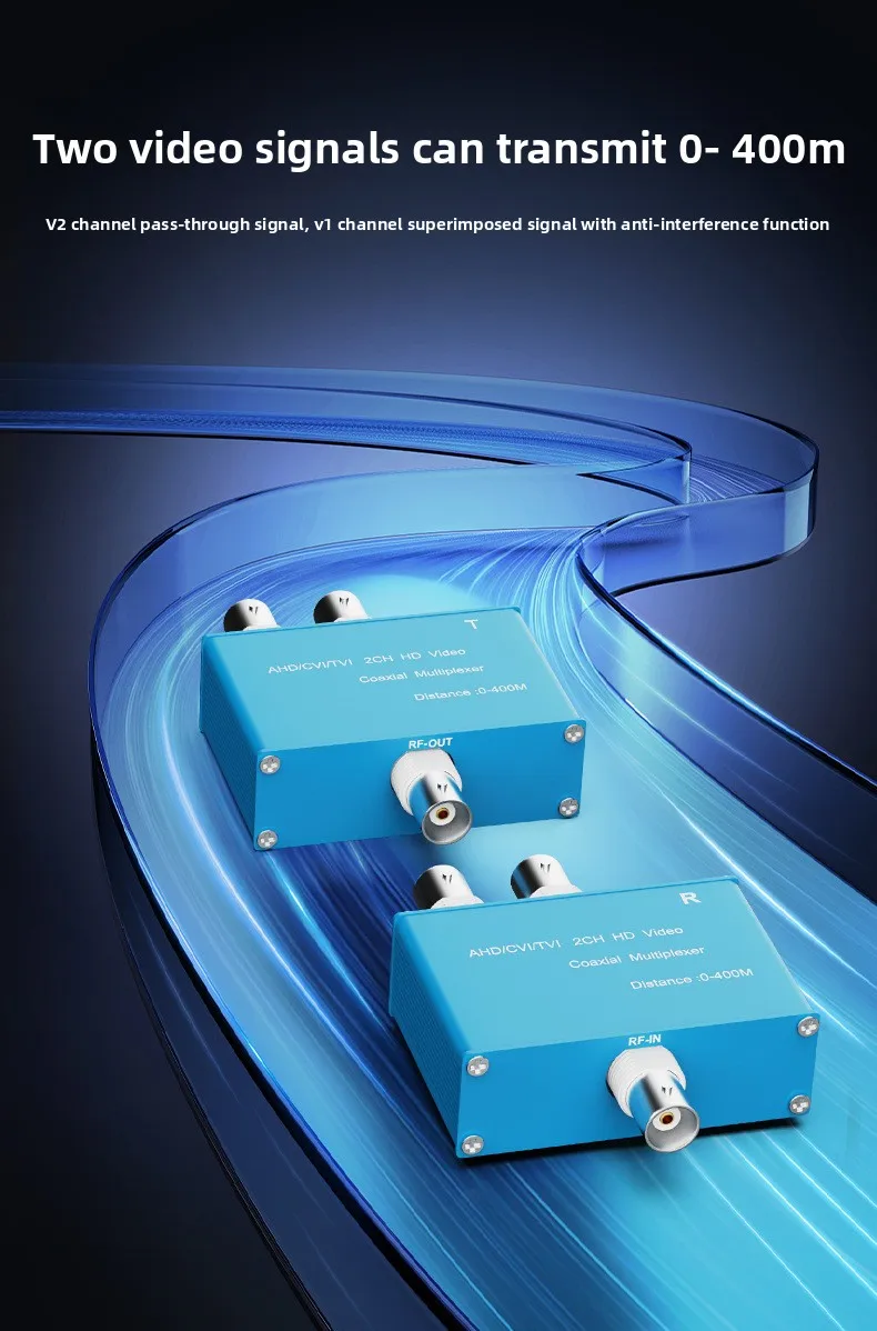 AHD CVITVI Signal Combiner 1080P HD Video Multiplexer for Dual Channel Surveillance