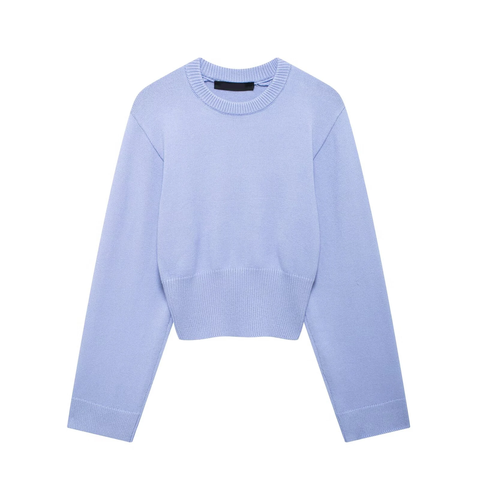 Tangada 2024 Autumn Winter Women Solid Crop Knitted Sweater Jumper Female Pullovers 3h0900