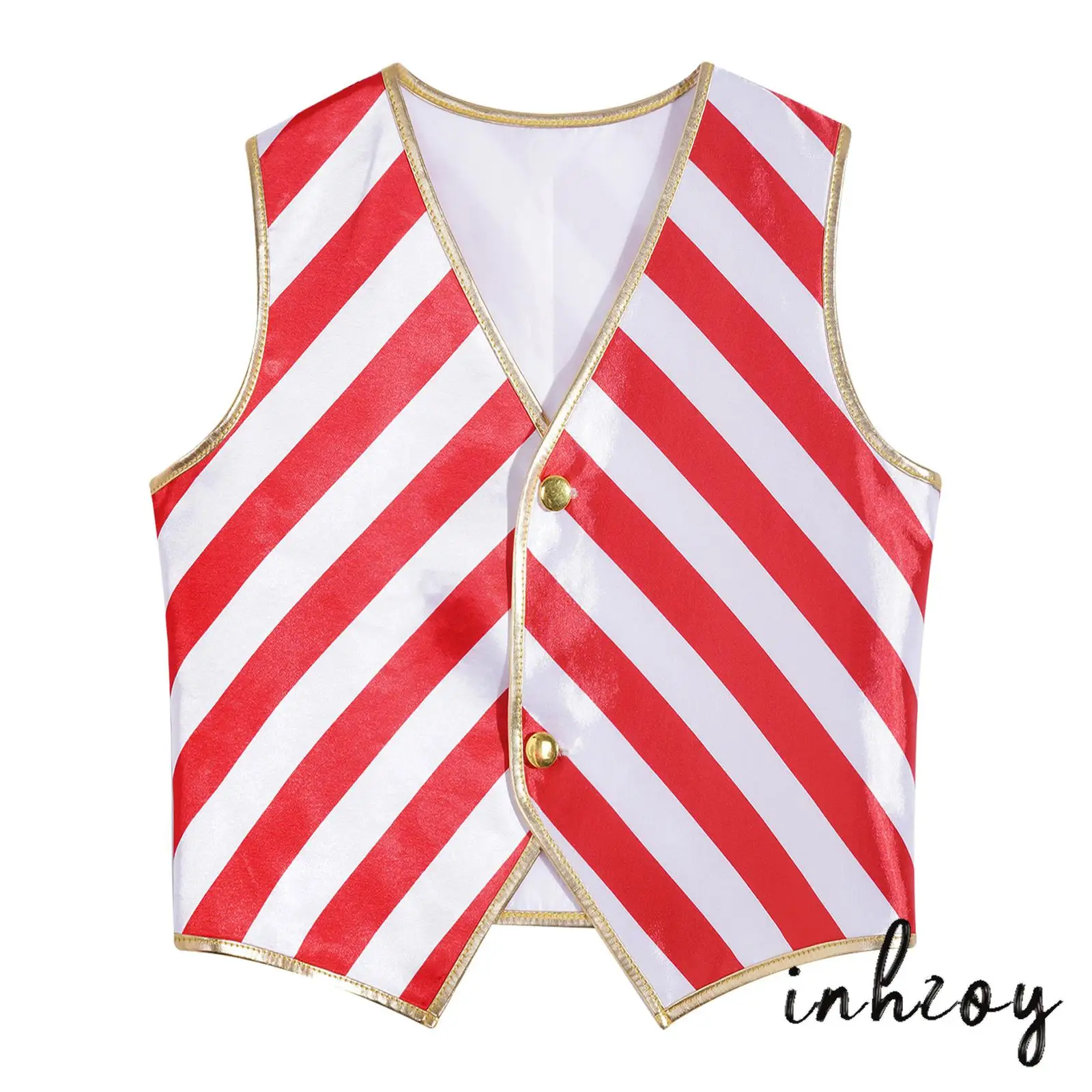 

Kids Boys Girls Christmas Stripes Vest V Neck Stripes Pattern Button Vest Santa Claus Costume Xmas Style Party Jacket Waistcoat