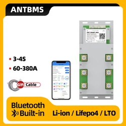 ANT SMART BMS 3S 4S Li-Ion LiFePo4 LTO 18650 Battery Ebike Bluetooth Built-in 60A 110A 130A 380A 950A 12V Smart Balance Board