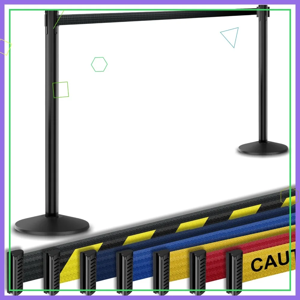 

Коммерческий выдвижной ленточный барьер (2 шт.), 100 см высотой, для контроля толпы, сборка без инструментов, черный