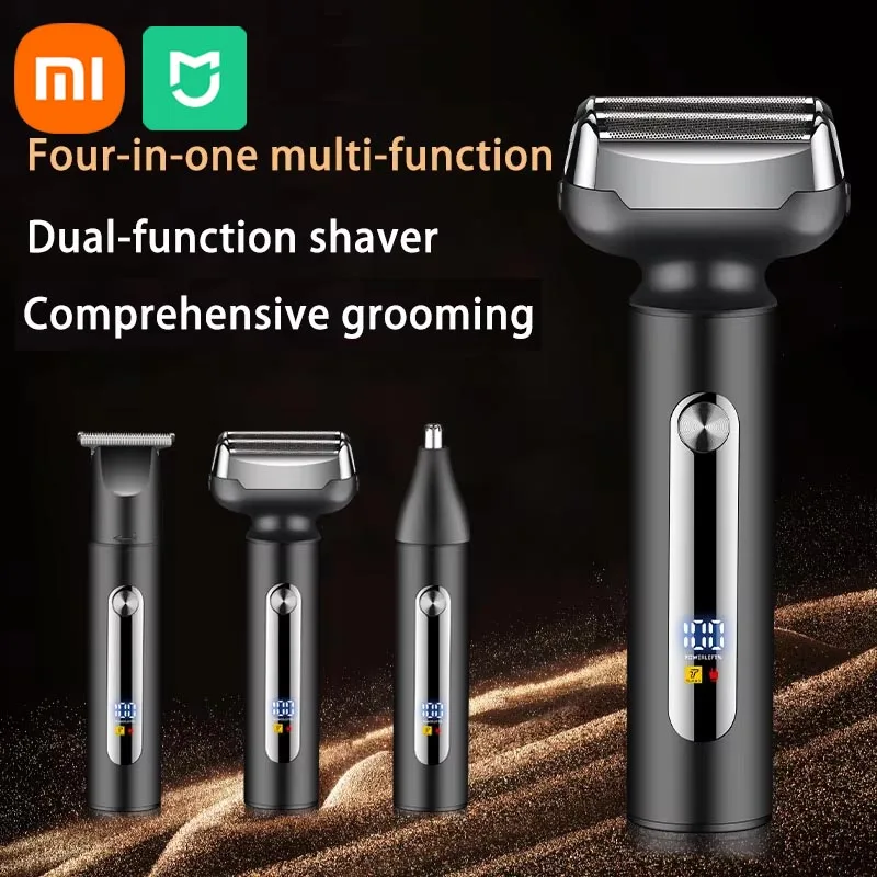 

Xiaomi 3-в-1 электрическая новая мужская многофункциональная электробритва с поршневым цифровым дисплеем бритва портативный скребок для зарядки