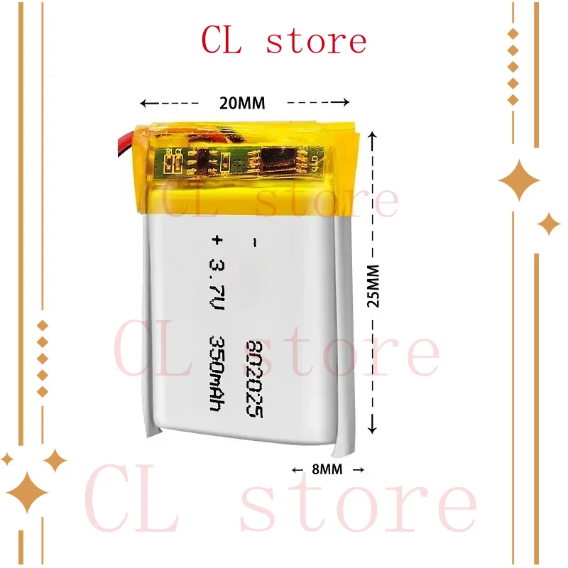 New 5-10PCS 3.7V  350mah polymer lithium battery 802025 for children's smart positioning watch Bluetooth audio Bluetooth headset