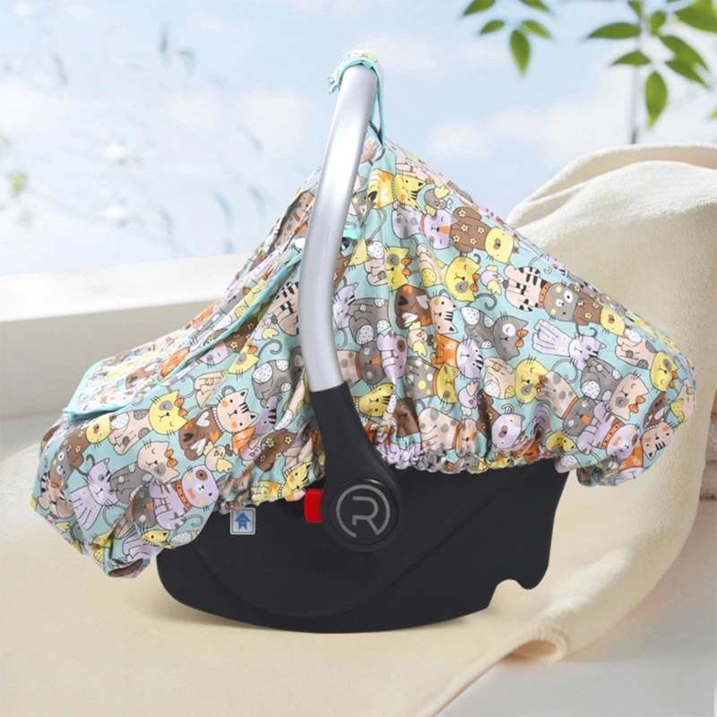 Baby Veiligheidshoes Kinderwagen Zonnescherm Cover Met Cartoon Print Baby Auto Carrycottes Ademende Winddichte Hoes