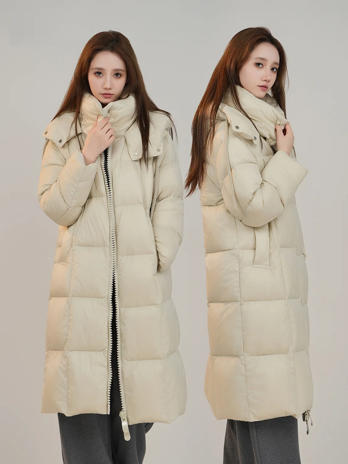 

Puffy Long Thiened White Du down Jaet Women's Cloud Feeling Fce Coat Knee-Length Super Warm Winter Outerwear