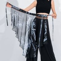 Black Wrap Tie Waist Dance Skirt – Flowy Chiffon Layering Petticoat for Practice & Performance