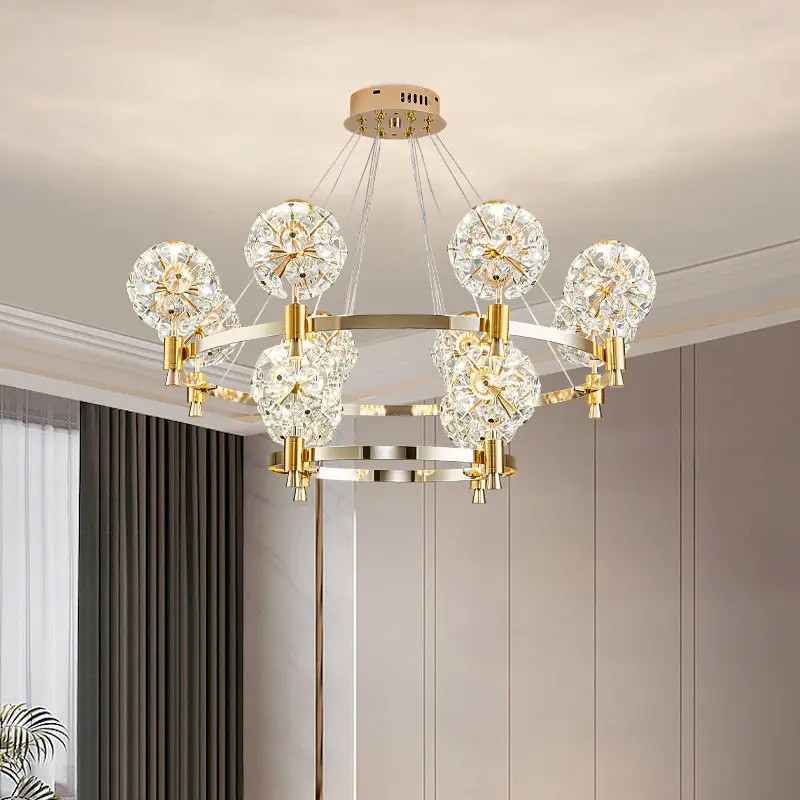 Light luxury living room crystal chandelier Creative restaurant lamp dandelion high-end master bedroom lamp