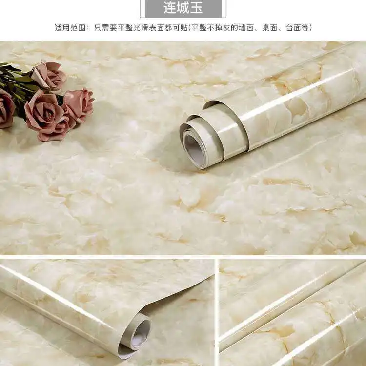Kitchen DIY Self-Adhesive Waterproof Oil-proof PVC Wall Stickers Cabinets Countertop Wallpaper Bathroom Desktop Renovation Films