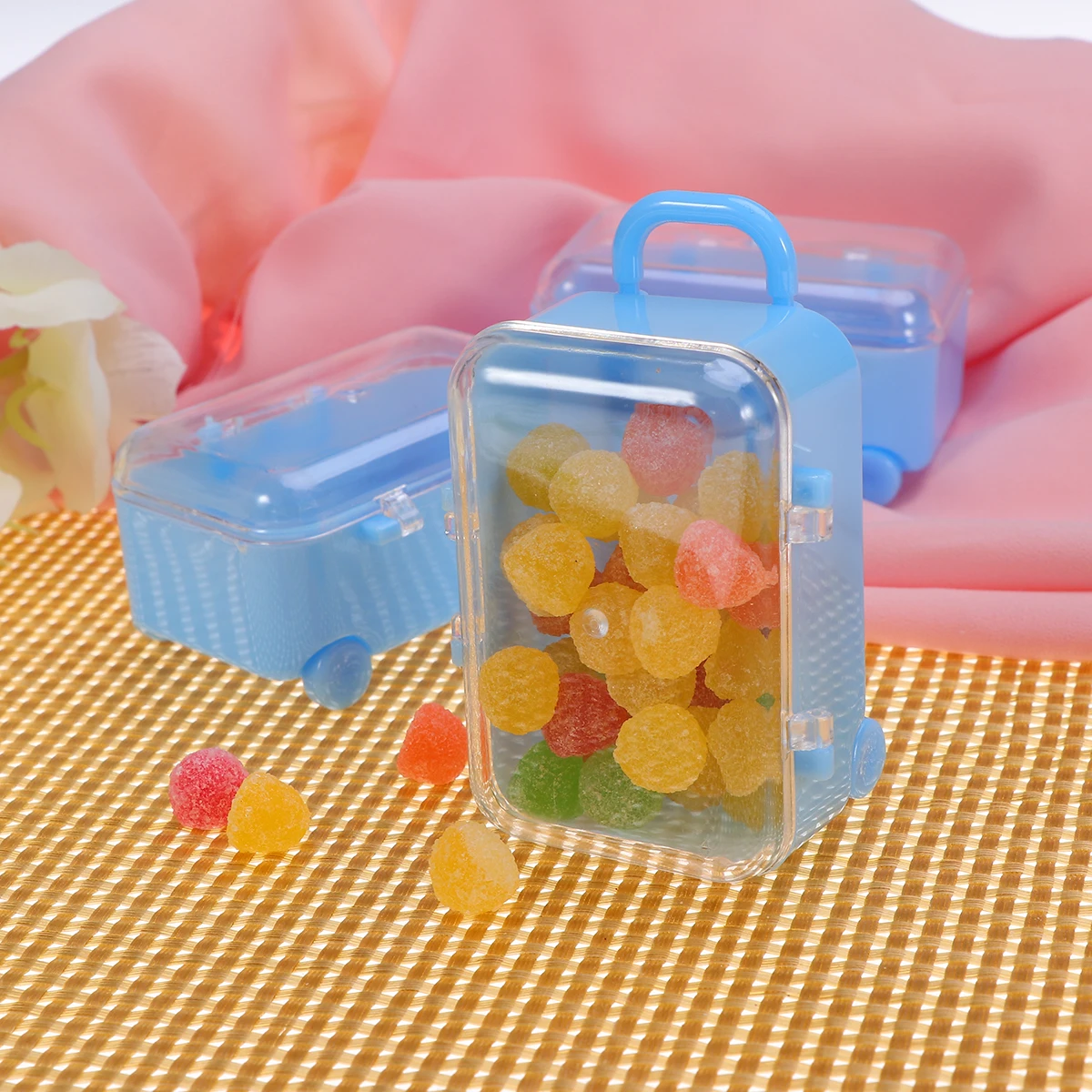 

12 Pcs Plastic Candy Box Luggage Shape Holders European Style Wedding Favor Boxes