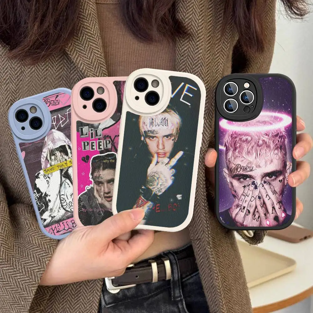 

Classic Emo Rapper L-Lil P-Peep Leather Phone Case For IPhone 16 15 14 13 12 11 Pro Max Plus Shockproof Cover