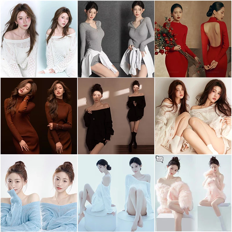 

New Autumn Winter Personality Sweater Photography Theme Studio Artistic Girl Private Photography Pure Desire Style Fashion