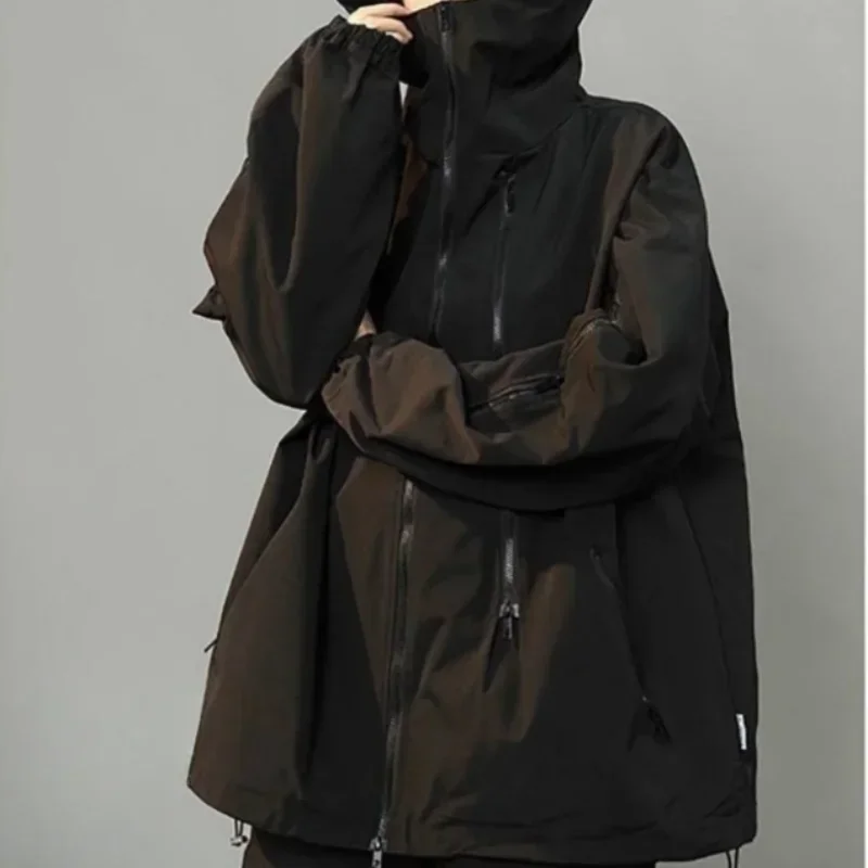 Cardan Road Autumn and Winter Waterproof Thickened Hardshell Jacket for Women and Men To Wear A Long Casual Hooded Loose Jacket