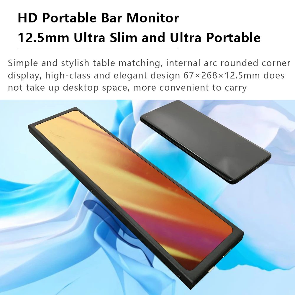 Wisecoco 11,3 polegadas portátil 1920 * 440 longo mini tela sub ips lcd estiramento amplo para caixa de pc aida64 (sem suporte igpu amd)