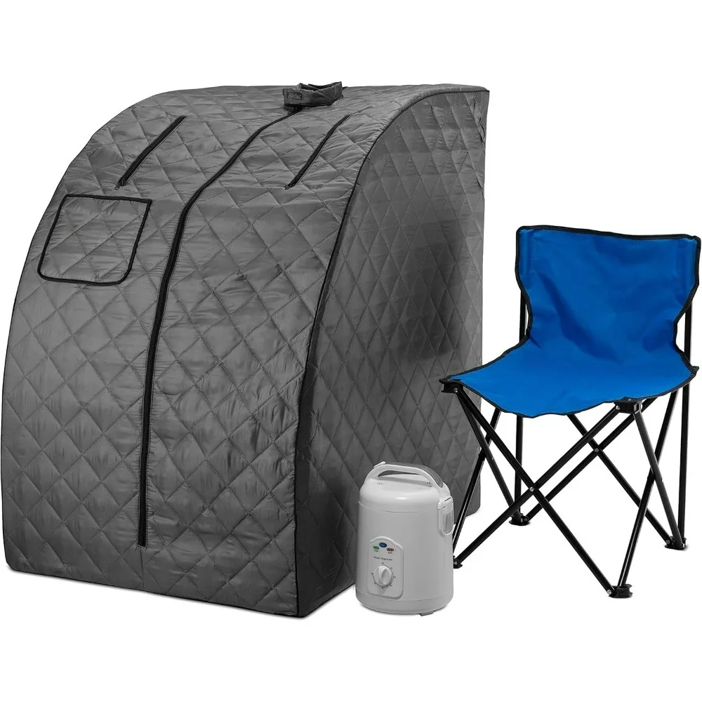 

Portable Personal Steam Sauna Spa for Relaxation, 60 Minute Timer, 800 Watt Steam Generator, Chair Included, Gray Saunas