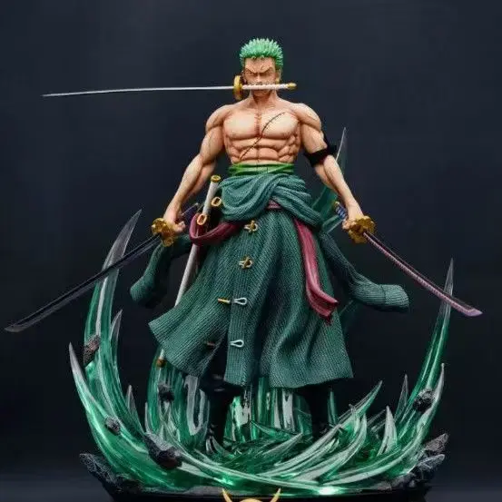 One Piece Roronoa Zoro Three Swords Style Dual Head Sculpture GK Statue 24cm Anime Figure Collectible Model