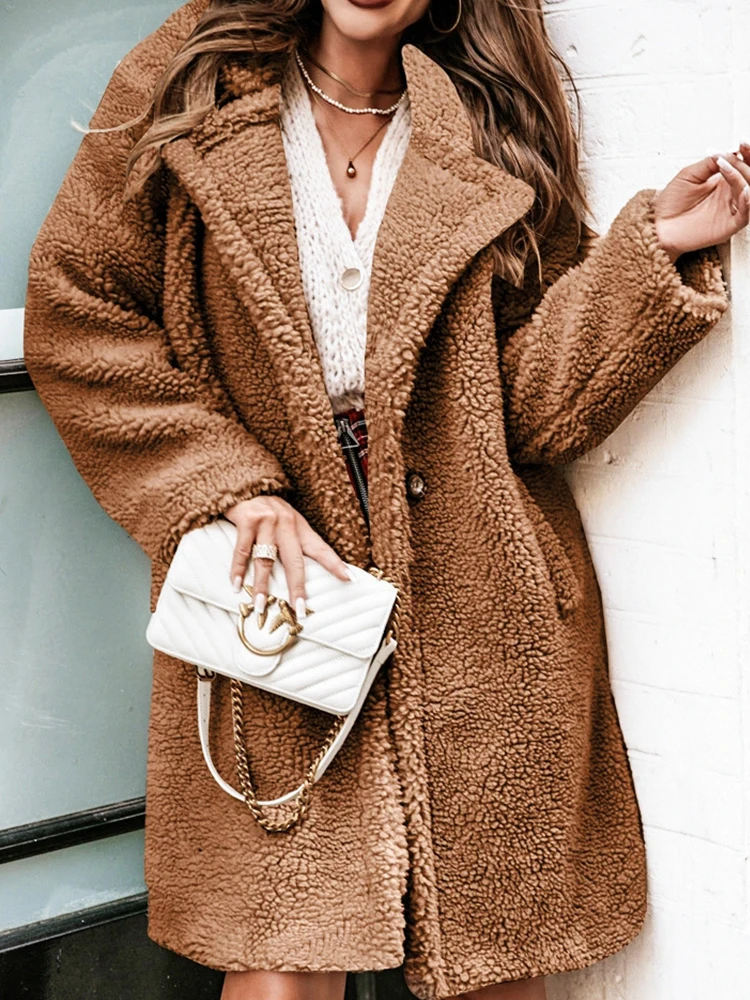 2025 Cappotto caldo autunno/inverno da donna Fury Colletto a maniche lunghe Top in peluche da donna