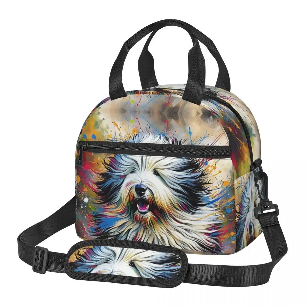 

Old English Sheepdog Dog Lunch Bags Insulated Bento Box Portable Lunch Tote Picnic Bags Cooler Thermal Bag for Woman Girl Travel