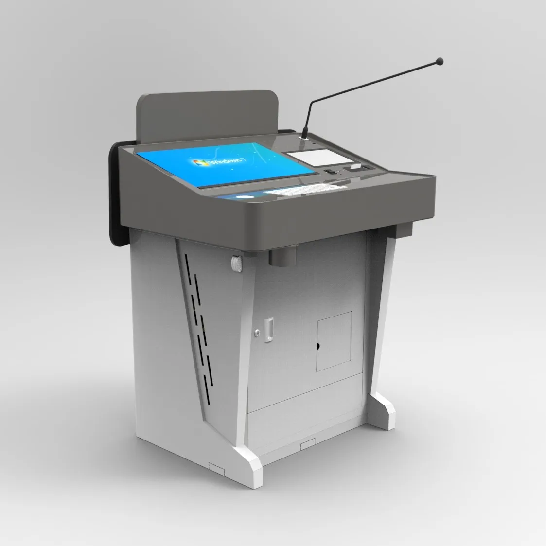 

Height Adjustable Lectern with computer Rack Cabinet school mobile phone wireless charging classroom podium