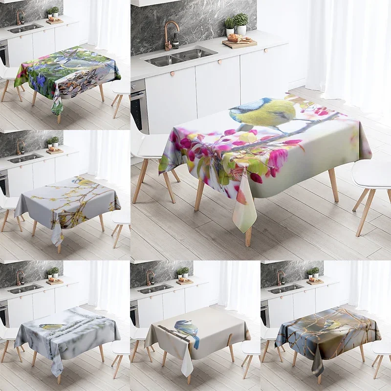 Hummingbird Tablecloth Cute Bird  Stain Resistant Waterproof Rectangular Kitchen Table Home Decoration TIW3