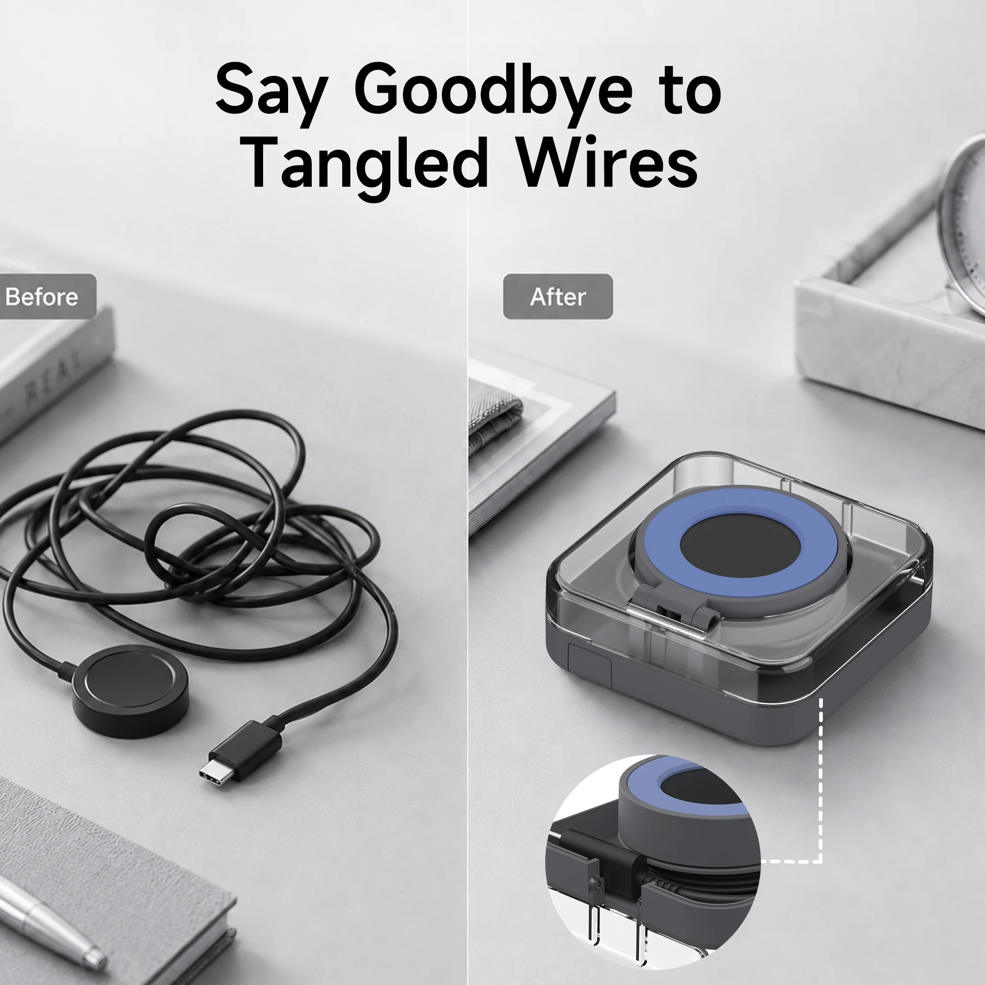 Ladegerät-Hülle für Samsung Galaxy Watch Ultra/9/8/7 Original-Kabel Ladekabel-Organizer Aufbewahrungsbox Telefonhalter Uhrenständer – Detail 3