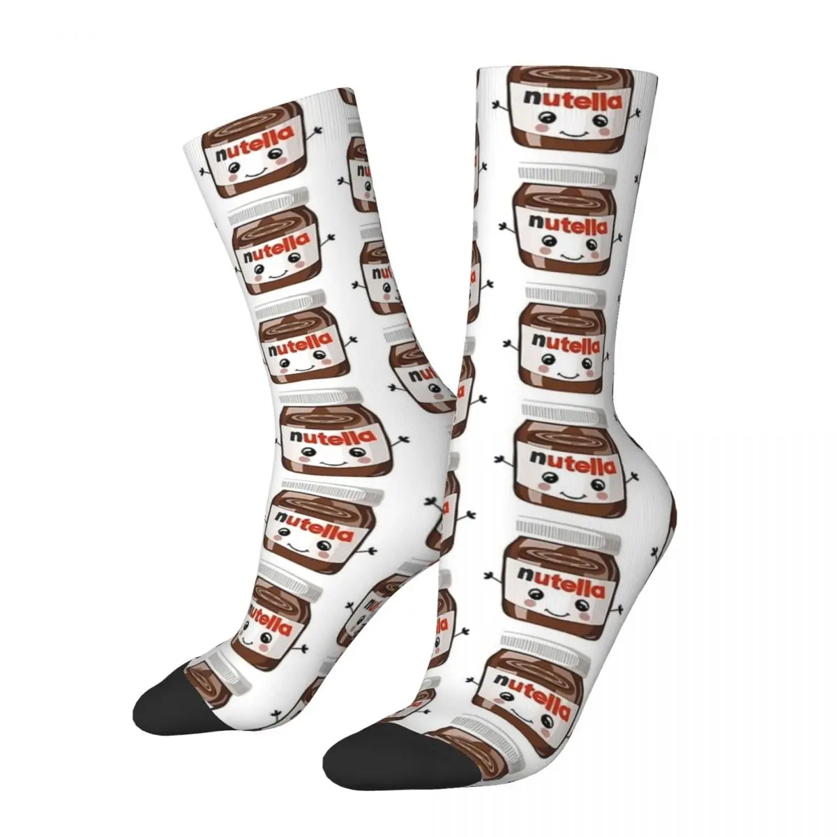 Nutella Cutie Socks Chocolate Hazelnut Sauce Retro Stockings Men Comfortable Running Socks Autumn Printed Anti-Slip Socks