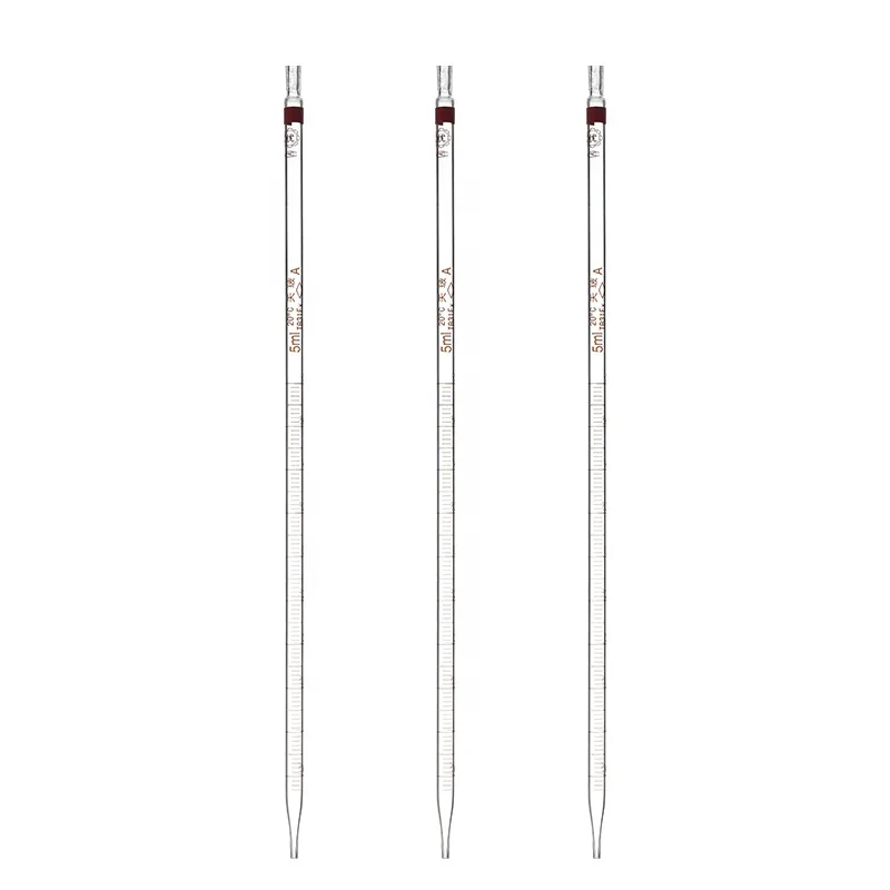 Color Ring Volume 0.1-50mL Glass Volumetric Pipette Class a Lab Glass Transfer Straw Dropper Essential Drying Equipment