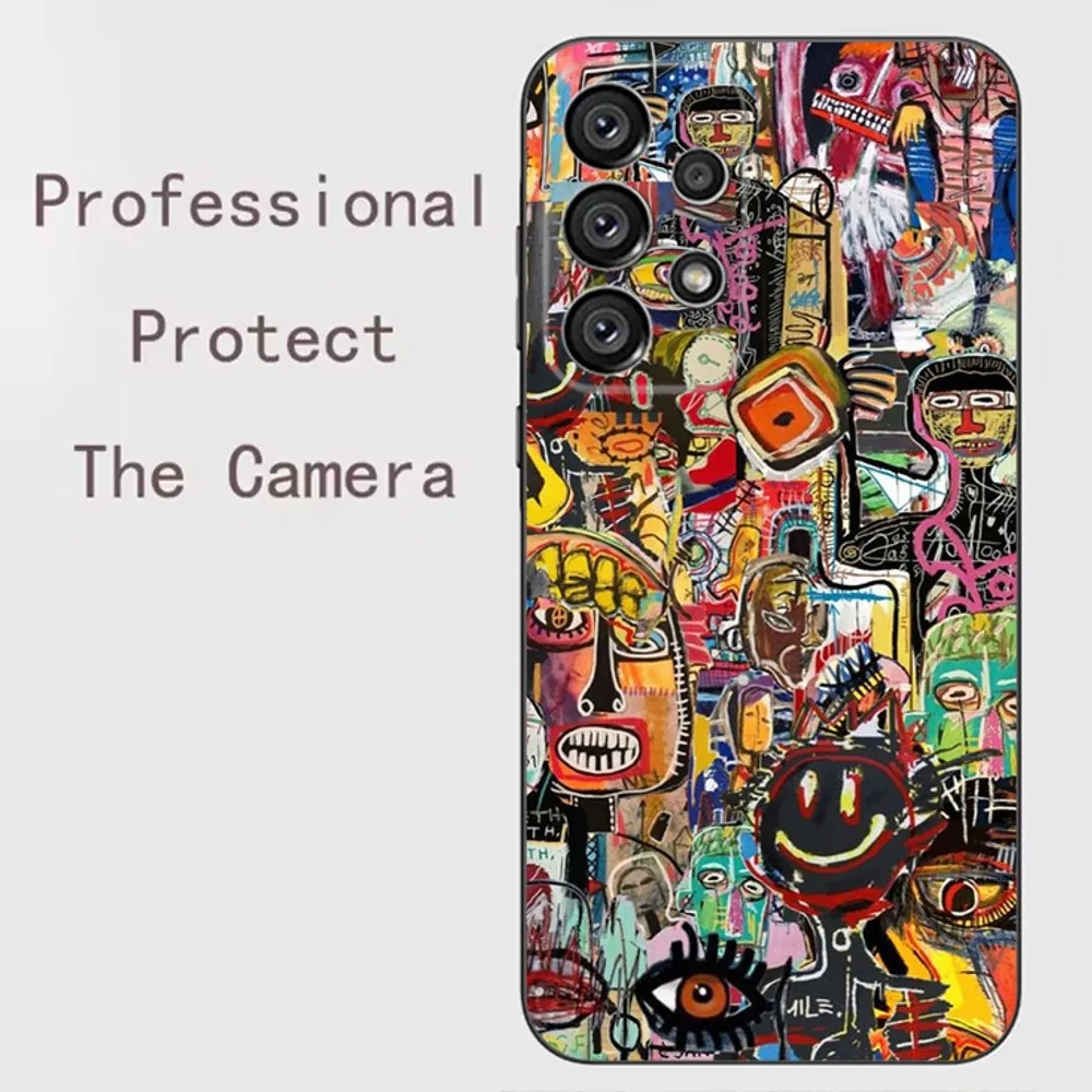 Jean Michel B-Basquiat-S  Phone Case For Samsung Galaxy A91,A80,A73,A72 ,A71,A53A52,A32 ,A31A22,A21s,A20,Black Cover