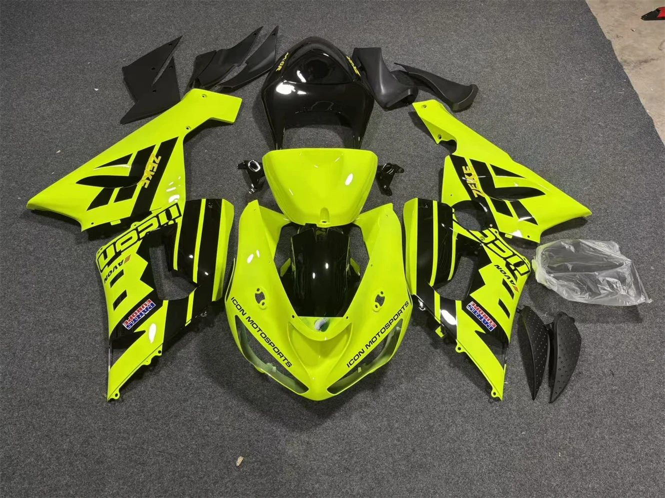 Carrosserie voor ZX-6R 636 -6R 2005 2006, kuipbodykit geel en zwart