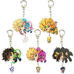 Anime Keychain JoJo Bizarre Adventure Man Key Chain for Women Accessories Cute Pendant Key Ring Acrylic Cartoon Funny Kids Gifts