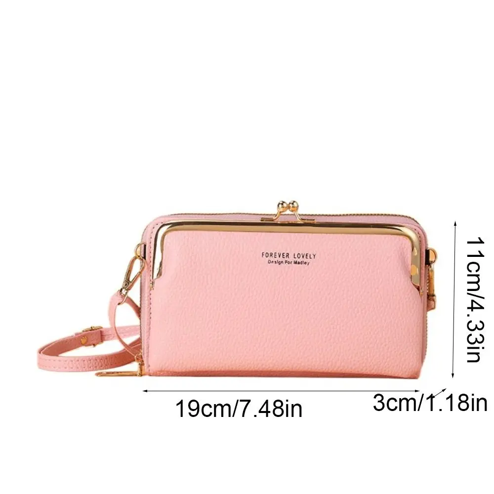 Simple Zipper Phone Crossbody Bag PU Multifunctional Leather Wallet Single Shoulder Coin Purse Women Card Holder Mobile Phone