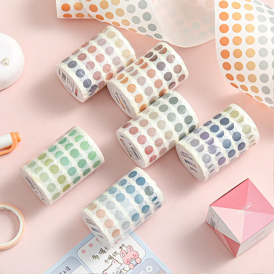 Kawaii Colorful Dot Washi Tape Stationery Stickers Decoration Adhesive Masking Tape Korean School Supplies Diary Tape 8 Colors