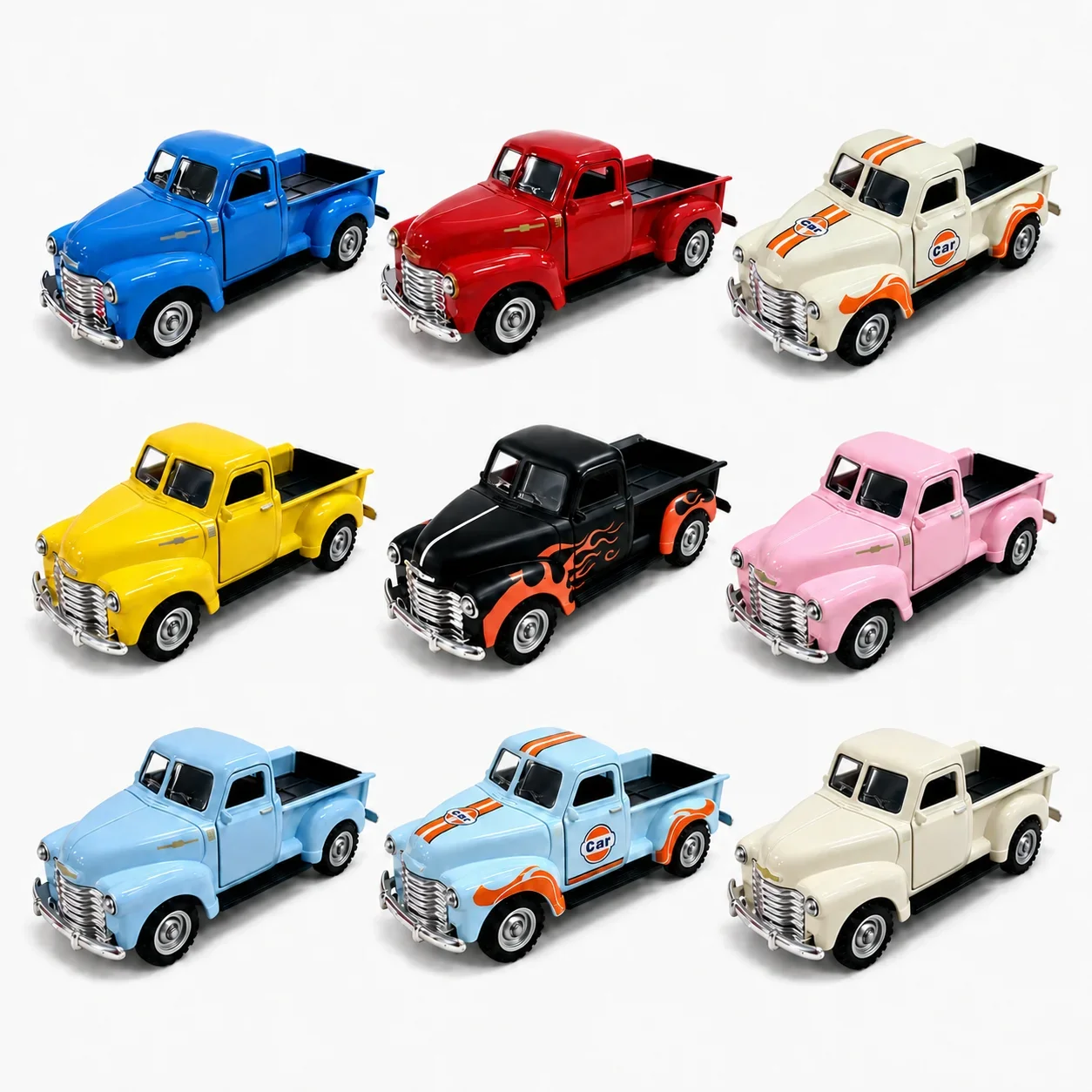 MQUDUO Alloy Pull Back Pickup Truck Toy, Classic Retro Model Car with Opening Doors Tailgate and Color Options, Gift for Aldult