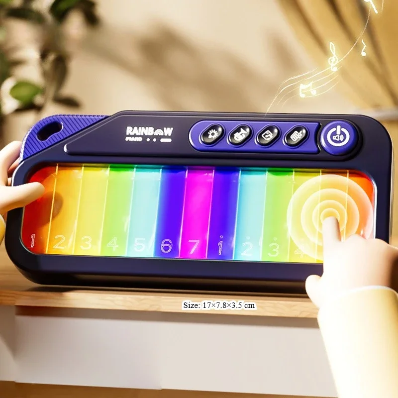 Toetsenbord Touchscreen Muzikaal speelgoed Gloeiende regenboogpiano met 13-melodieën Draagbare elektronische muziek voor kinderen