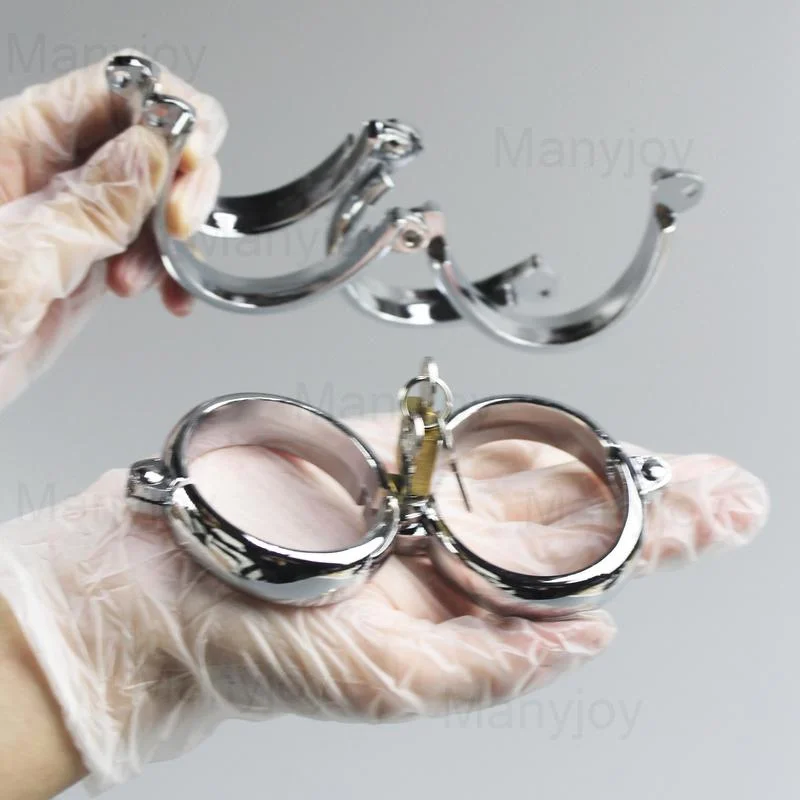 Manyjoy Stainless Steel Handcuffs Wrist Cuffs Lockable Shackles Manacle Bondage Fantasy Sexy Game Sex Toys for Men Women Couples