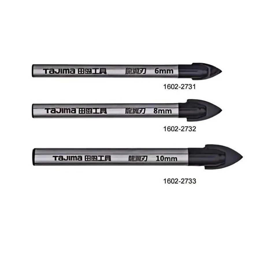 TAJIMA 6/8/10MM Trapano triangolare in lega 5 pezzi Apri foro per calcestruzzo in ceramica di vetro NO.1602-2731/1602-2732/1602-2733