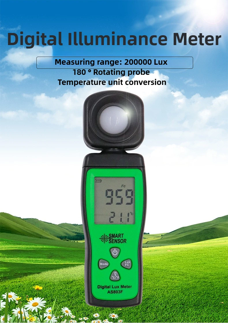 Popular Hot sell 0-200000LUX Illuminator High Precision Light Meter Mini Digital Handheld Luminance Meter