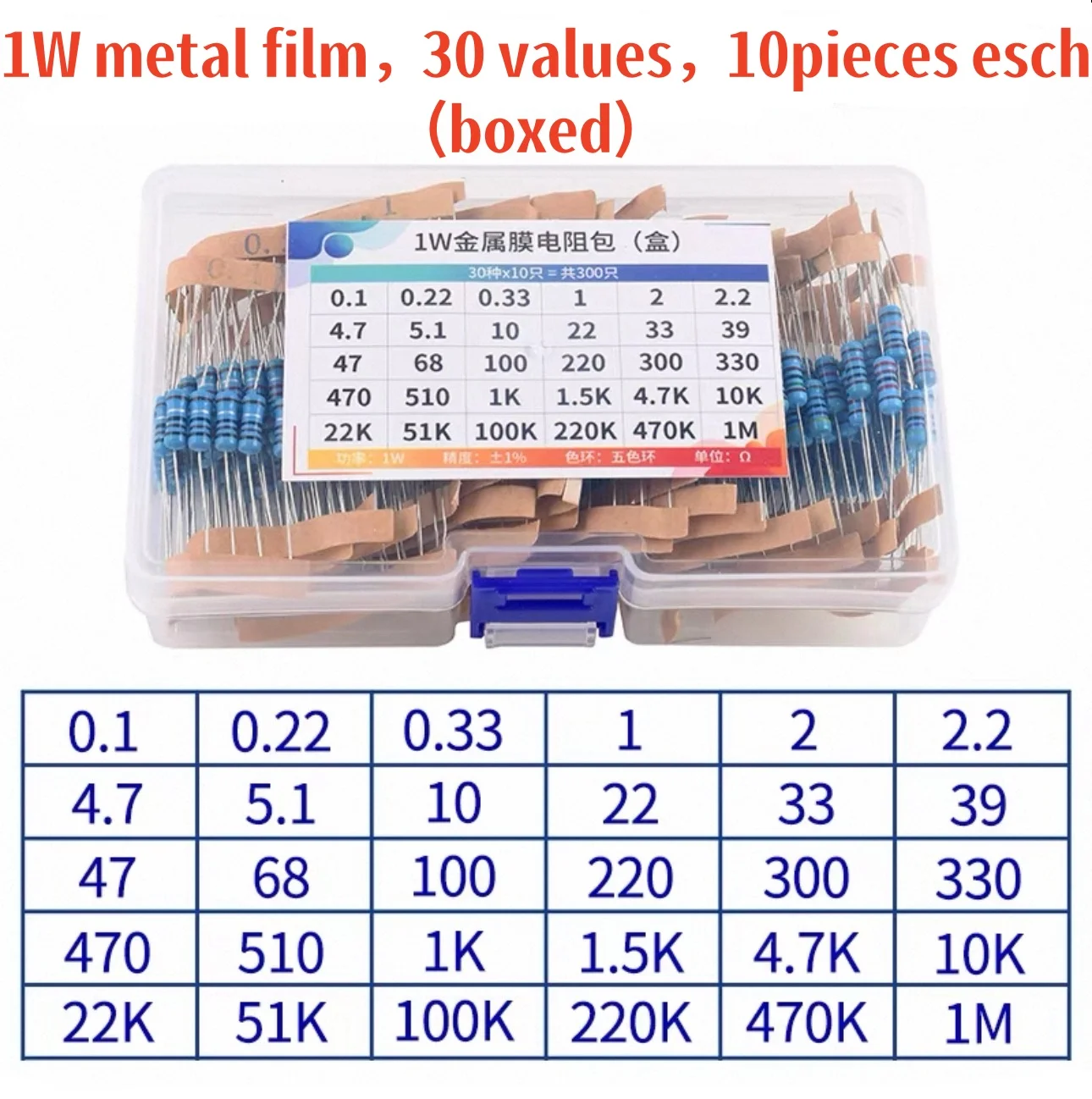 1/4W 1/2W 1W 2W 3W Widerstandsset Widerstand 1% 1/4W 1/2W 1W 2W 3W Metallfilm-Widerstände Kit Ohm Elektronische Komponenten Set