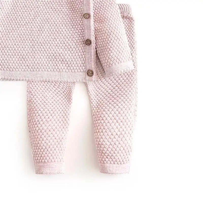 Spring Autumn Baby Clothes Casual Set Knitted Clothing Baby Boy Girl Clothes Set Warm Solid Color Top + Pants Two Piece Set