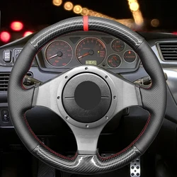 Car Braid On The Steering Wheel Cover for Mitsubishi Lancer Evolution 9 EVO 9 Hand Stitched Auto Steering Wheel Cover Styling