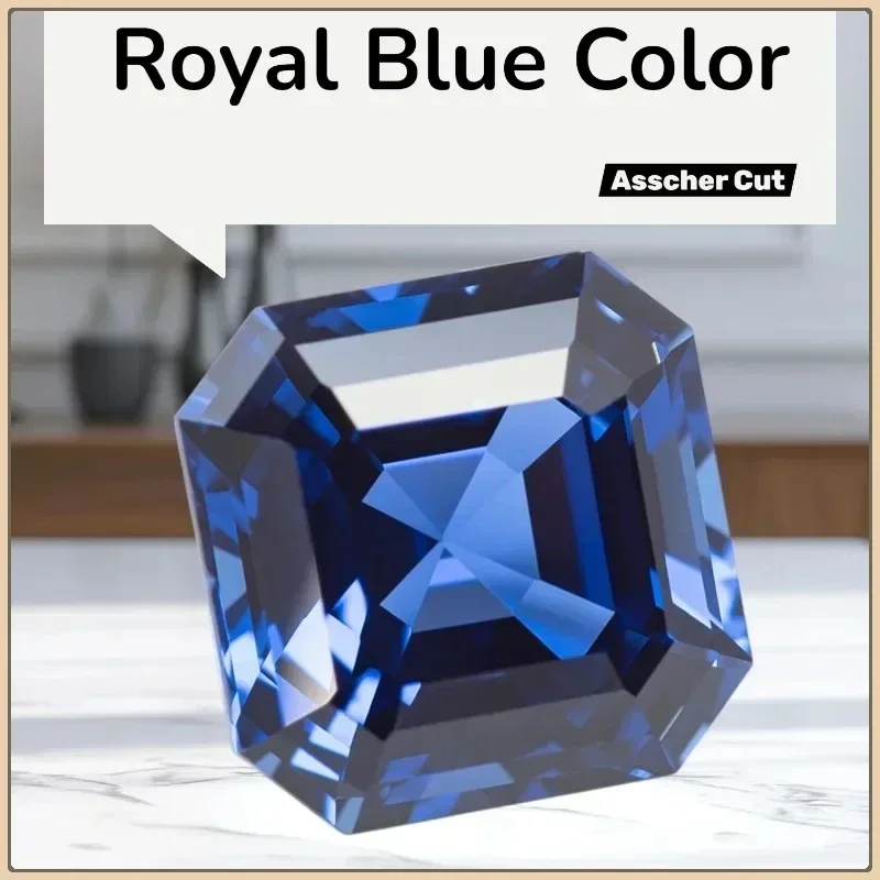 

TopS-Lab Grown Sapphire RoyalBlueColor Asscher Cut AAA+Clarity Gems for Jewelry Setting&Custom Design Certificate Daily Matching