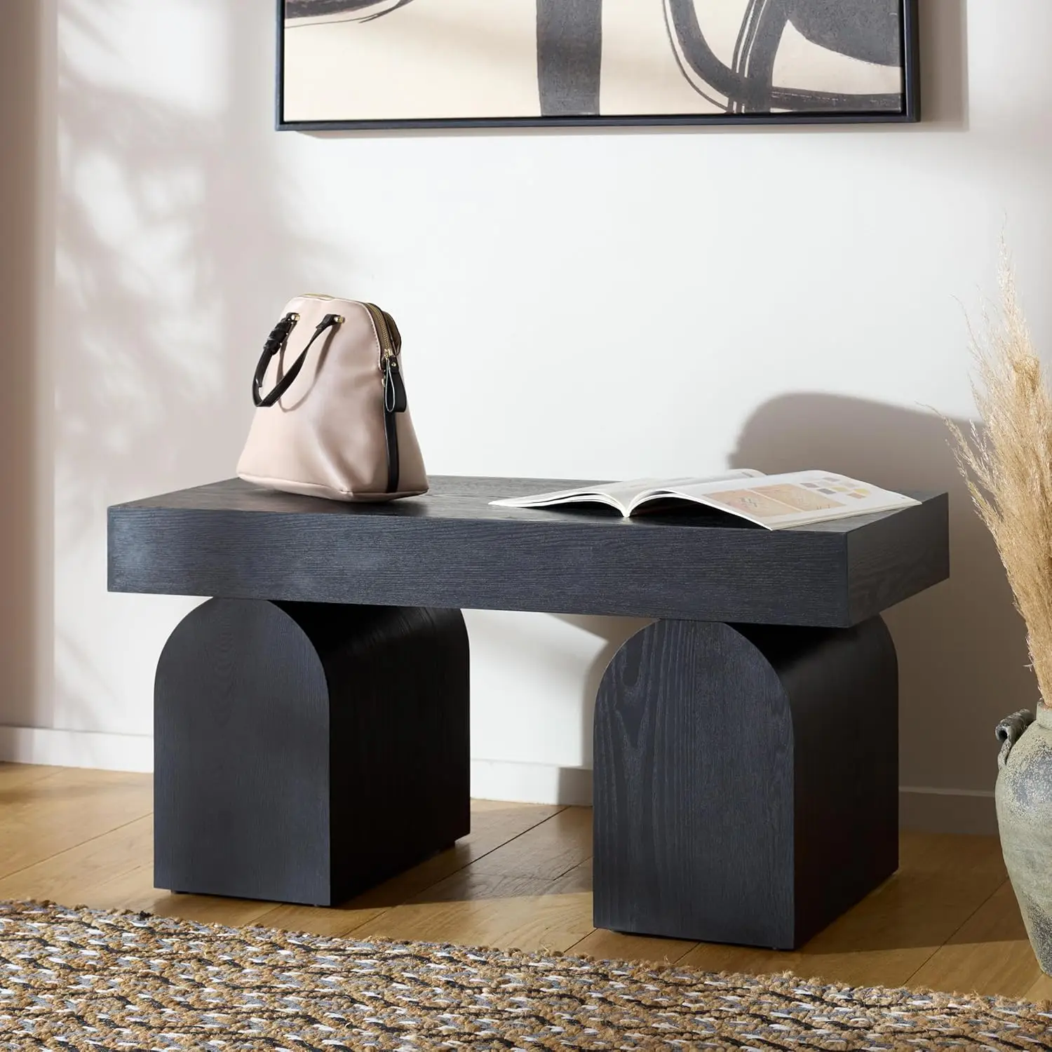 Home Collection Hanra Modern Black Bench, Customized