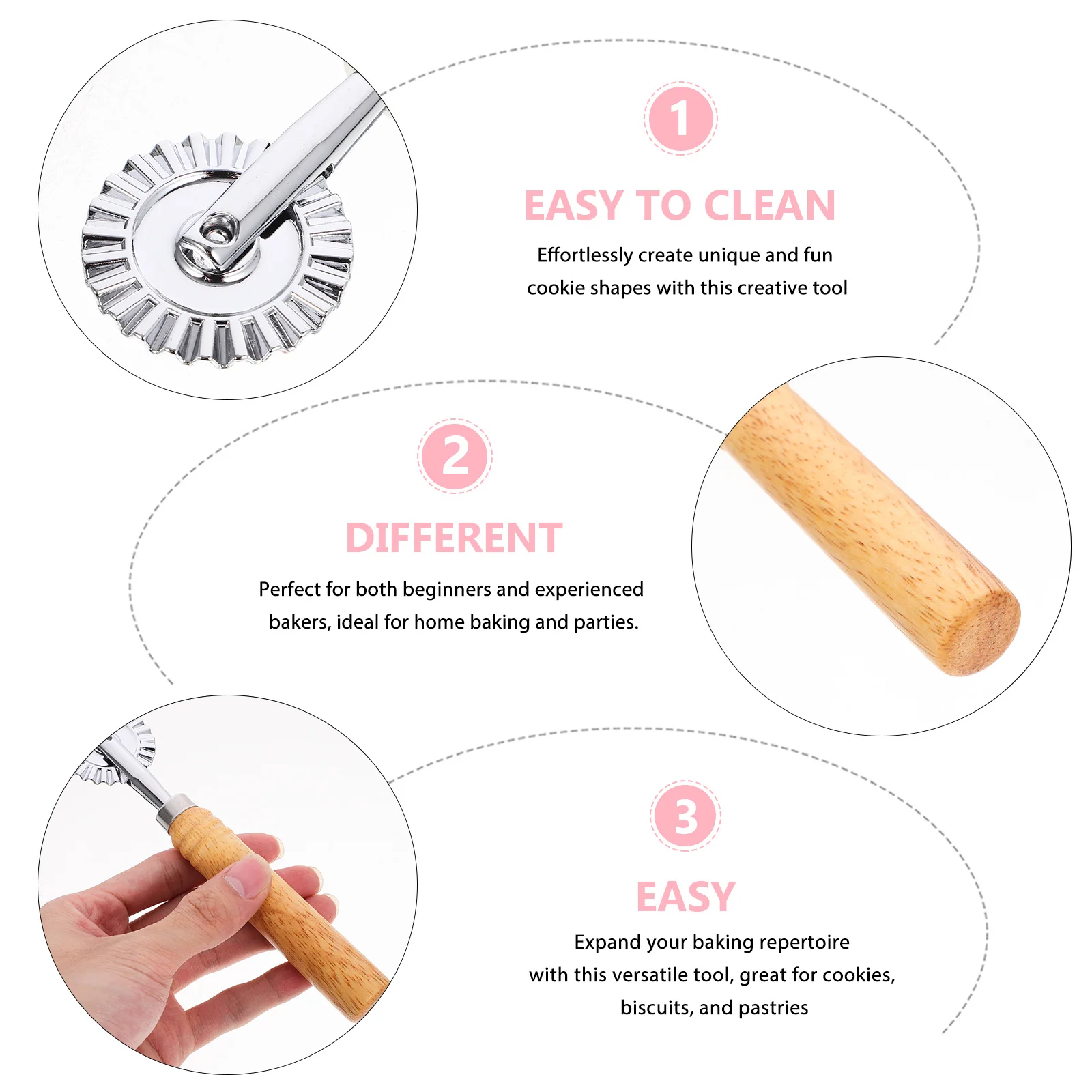 Stampo per timbri per biscotti Tagliente in lega Manico in legno Strumento di cottura per biscotti Biscotti Pasticcini Gadget da cucina Rullo per impasto Pasticceria