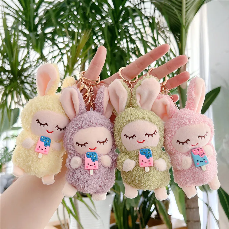 Peluche mignonne en forme de lapin qui mange de la glace pour couple, pendentif en forme de continent, jouet créatif et amusant pour décorer, nouveauté